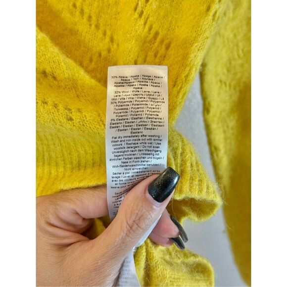 Part Two Ninellpw Wool Alpaca Blend Knitted Button Up Yellow Cardigan Womens XS - Picture 7 of 11